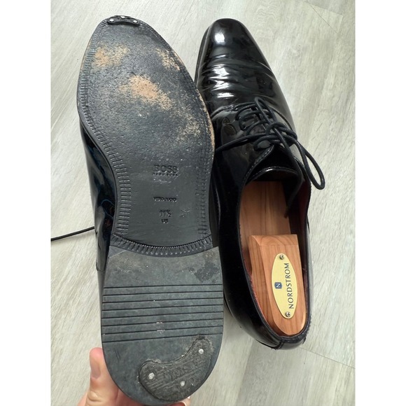 BOSS Mens Black Patent Leather Oxford Dress Shoes‎ Size 11.5 US main image 11
